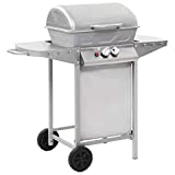 Festnight Barbacoa a gas con parrilla, BBQ Gas 2 Quemadores Plata Acero Inoxidable